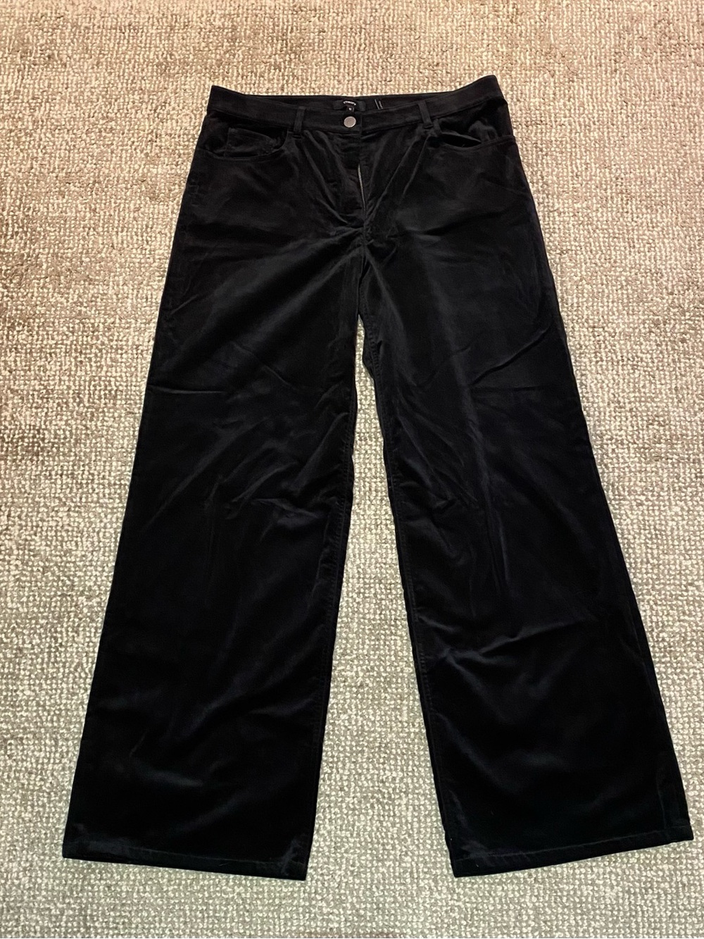 Theory Black Velvet Wide Leg Trousers